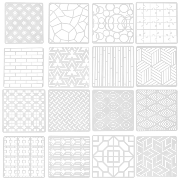 16 kpl Geometriset Stenssit Ontot Maalaus Stenssit Muovi Piirustus Malli Stenssit 20x20cm 20x20cm