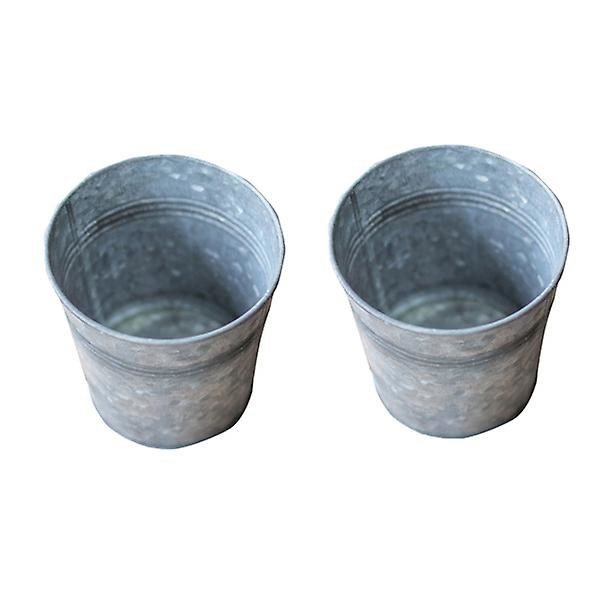 2 kpl Retro Kukkakauha Istutusastia Puutarhan Pyöreä Kukkakauha Puutarhan Koriste Hopea 10.5X10.5X10.5C Silver 10.5X10.5X10.5CM