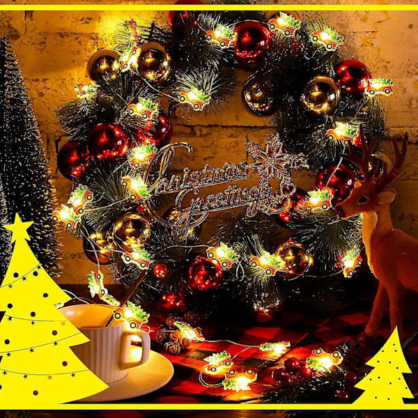 Julelys LED-streng 6,5 fot 20 LED-er Julelys Fe-lys Rød lastebil Lys Batteridrevet 8 blinkemodus Garland Lys Dekor Med Fjernkontroll For