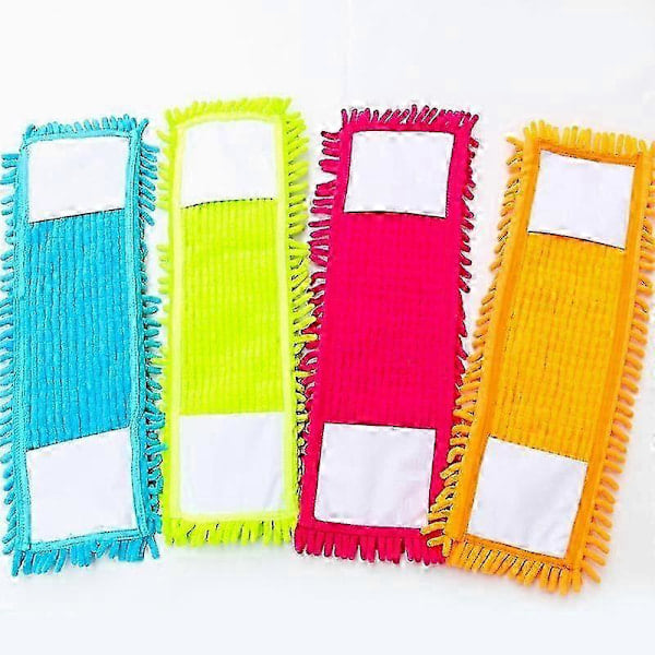 RYI)4-pakning Mikrofiber Moppehode Erstatningshode Støv Gulvklut Rengjøring Vaskbare Pad Moppehoder (Assorterte Farger), 12*40cm