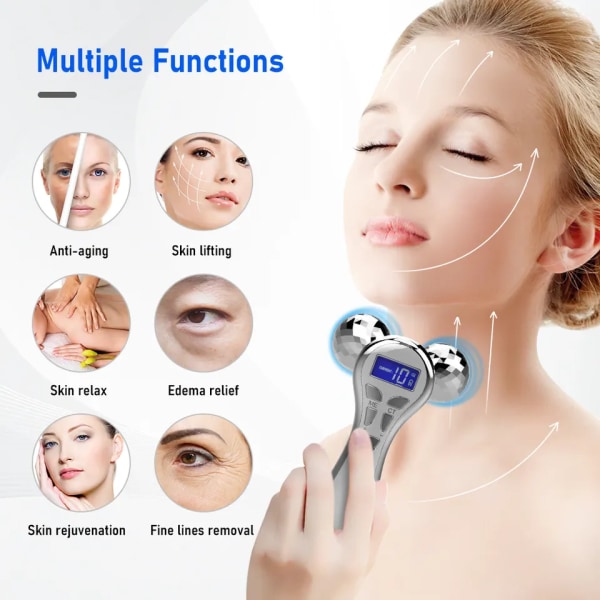 Face Massager Roller, 4D Facial Massager Skönhet Hudvårdsverktyg för ansiktsögonhals, present till kvinnor