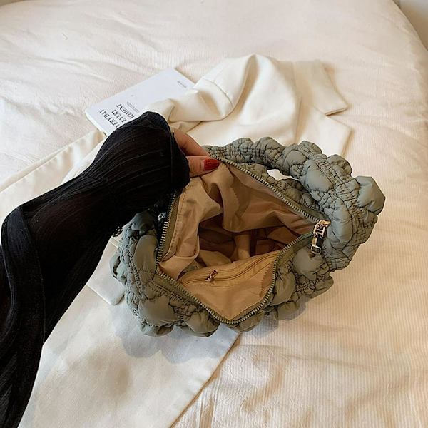 Modebubbla Blom Tote Bag Grön Matcha Moln Cylinder Väska