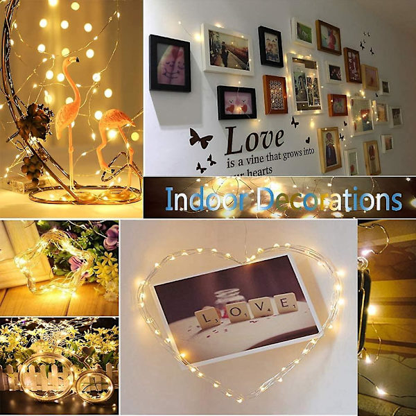 10-pack LED-ljusslingor Batteridrivna 1m 10 LED Silvertråd Flerfärgad och Varmvit Vattentät Stjärn-Flaska Fairy Lights för Jul Bröllop P