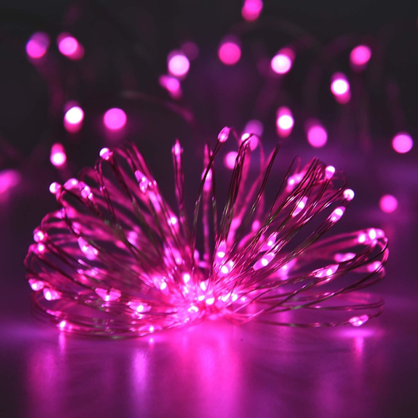 2 Pakkaa 100 Led Solarilla Toimivia Valojuovia, Ulkokäyttöön Sopivia Vedenkestäviä Kuparilankaisia 8 Tilaa Fairy Valoja Puutarhaan, Terassille, Juhliin, Jouluun, Kotiin - Pinkki Pink