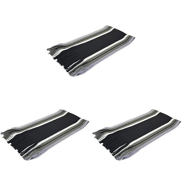 3 stk. Mænd Cashmere-lignende Stribet Sjal Mode Vinter Varmt Strikket Sjal Halstørklæde Halsvarmer Wrap 3pcs