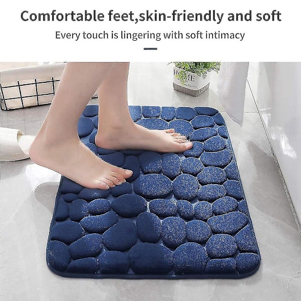 2-pack Badrumsmatta i Minnesskum, 2-pack Badrumsmattor med Stenmönster