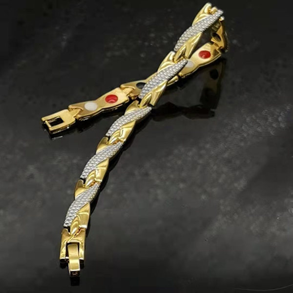 Magnetterapi Armband Elegant Stålarmband Smycken Terapeutisk Silver Och Guldpläterad (2st, Guld+silver)