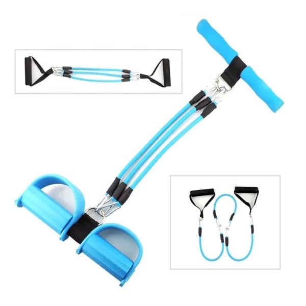 4-Tub Elastiskt Pedal Sit Up Pull Rope Träningsutrustning Yoga Rem Bodybuilding Expander för Buk Midja Arm Ben Stretching