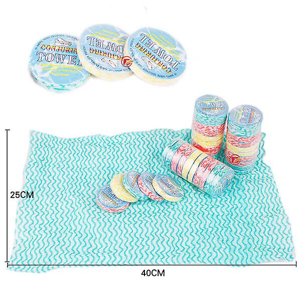 Mini Vaskeserviet af Non-woven stof - Tryllehåndklæde - Komprimeret Håndklæde - 10 stk./sæt (assorterede farver)