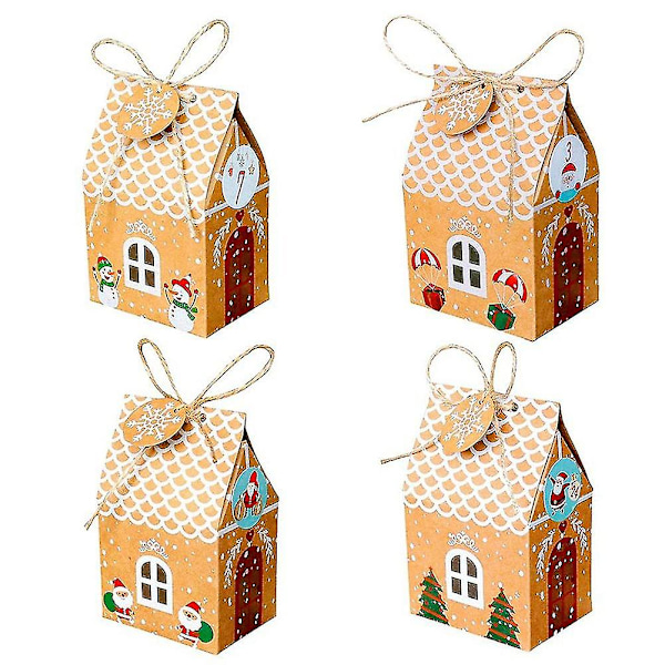 48 Joulukotilahjapakettia Kraft-paperista, evästeiden ja karkkien pusseja, lumihiutale-tarroja, 1-24 adventtikalenteri