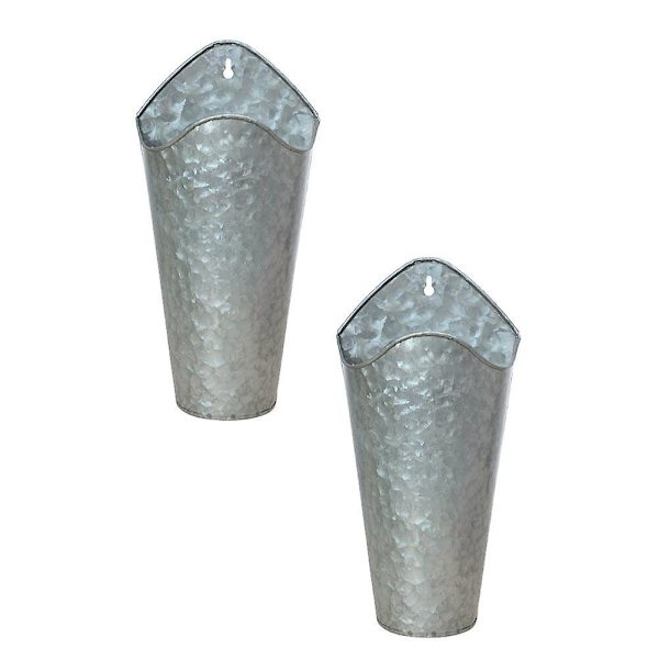 2 kpl Rauta Vasi Seinälle Riippuva Kukkaruukku Vihreä Kukkaruukku Kori Istutusastia Hopea 30X15CM Silver 30X15CM