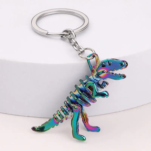 4 stycken Kreativa Skalle Dino Nyckelringar för Män Väskor Ryggsäck Bilnyckelhänge, Metall Dinosaurie Nyckelringar för Pojkar Män Presenter