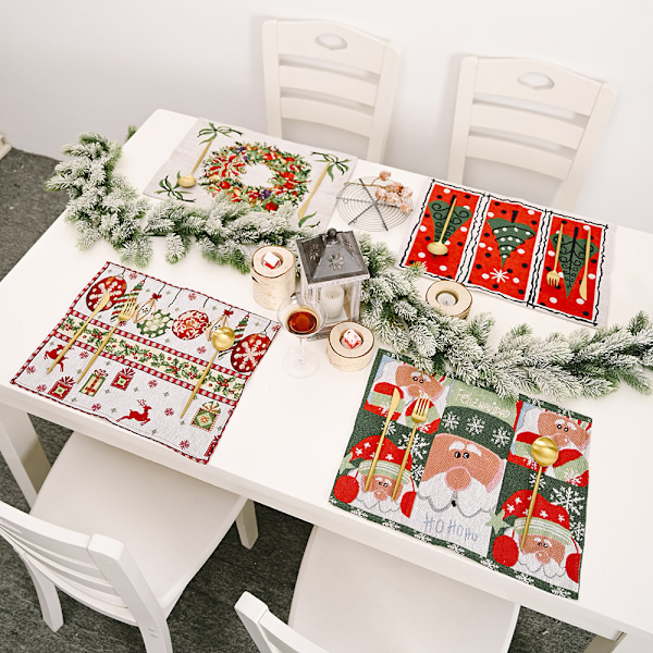 Julepynt Juleduge, Julefester Pynt Vinter Bordpynt Middagsfest Tilbehør (4 stk)