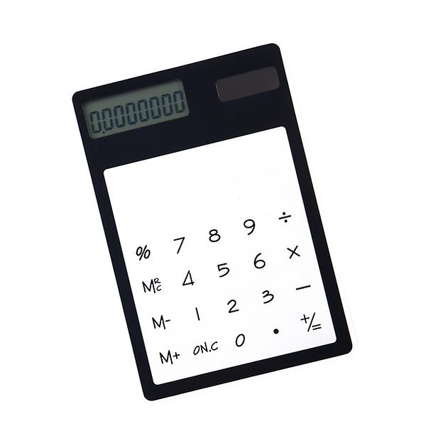 Kontorregnemaskiner Studentregnemaskine Solcelle Regnemaskine Transparent Touch Regnemaskine Regnemaskine Black 11.9 x 8.1 x 0.5cm