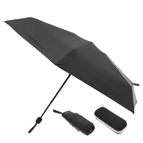 Små paraplyer Hopfällbart paraply Kompakt vindtätt paraply Bärbar ParasollSvart15,3X5,5cm Black 15.3X5.5cm