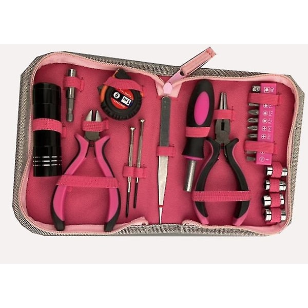 Case rosa set för kvinnor med rosa nylon för gör-det-själv och hemreparation, kontor