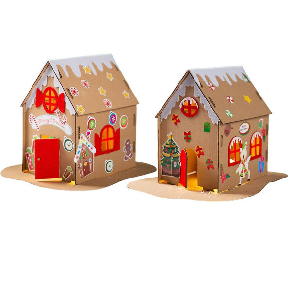 2 sett Kreative Håndlagde Hytte DIY Materialsett Barn Lysende Hjemmelaget Hytte Assorterte Farger Assorted Color