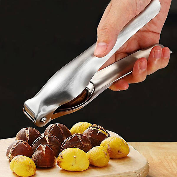 Kastanjeklämma i rostfritt stål Nötknäppare Nötskalare Nötkapsylöppnare Gadget Silver