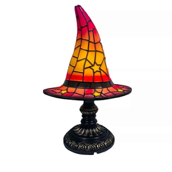 Heksehat Lampe, Håndlavet Gotisk Farvet Resin Natlampe til Soveværelse Red 30cm