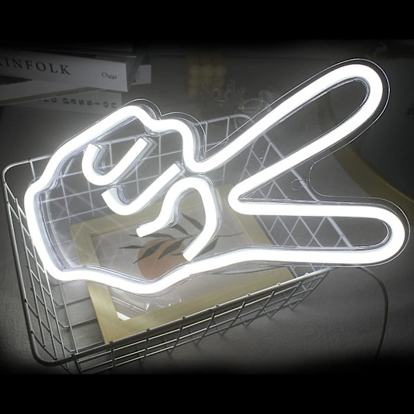 Yeah Gesture Neon Lys Skilt Hvit Led Neon Skilt Med Usb Bryter Neon Finger Lys Lampe Skilt For Soverom Bar Pub Kontor Fest Tilbehør 14' X 8'