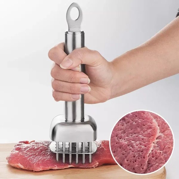 Köttmörningsverktyg, köttmörare med 24 ultraskarpa nålar i rostfritt stål för biff, kyckling, fläsk, kalkon, fisk, lämplig