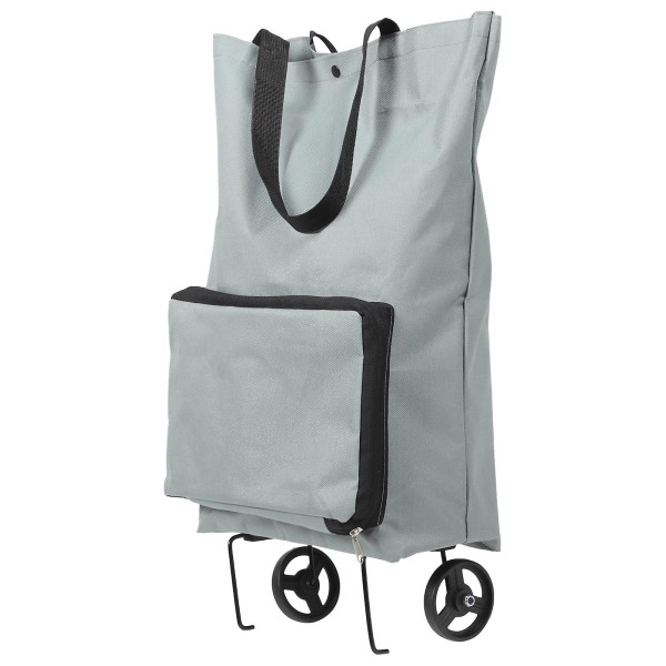 Sammenleggbar Handlevogn Foldbar Handlepose Med Hjul Grå 48x28cm Grey 48x28cm