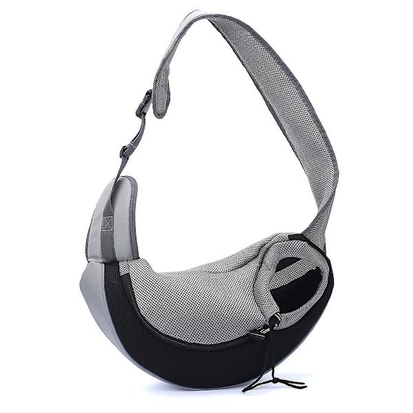 Pet Single Shoulder Bag Mesh Pet Dog Sling Bag Bærbar Håndfri Bærer Hode Ut For Valp Og Små Kjæledyr Black