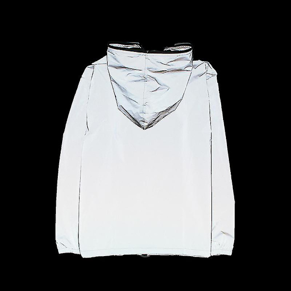 Reflekterande Trenchcoat med Huva för Män och Kvinnor - Nattklubbsplagg - Vindjacka 4XL 4XL