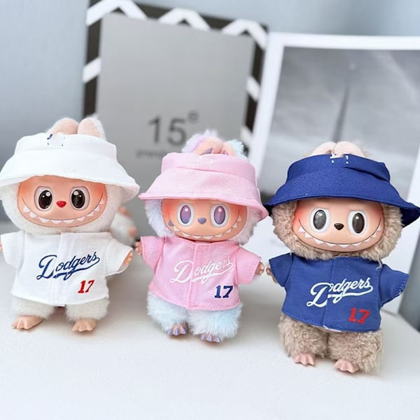 /RYI/Labubu Kläder med Hattar 2-delat Set Outfit Labubu Kläder Pink 15-17cm doll