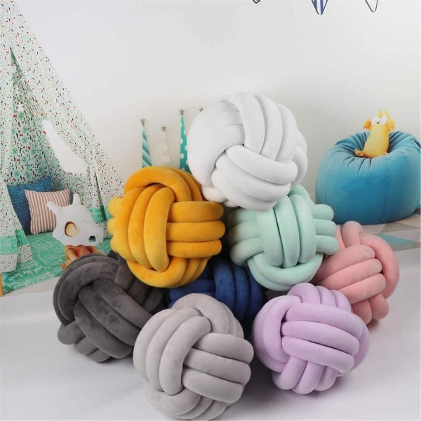 Blød Knude Pude, Håndlavet Strikket Kuglepude, Dekorativ Pude Til Soveværelse Sofa (20cm) Grå Grey