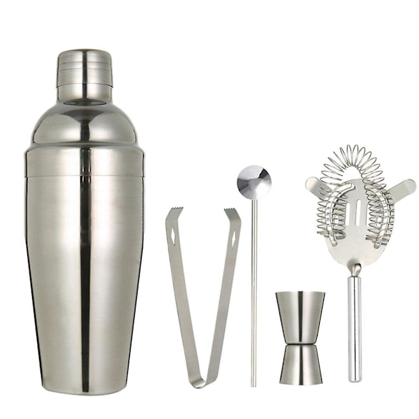 5 stk. Rustfrit Stål 550ml Cocktail Shaker Professionelle Bartender Værktøjer Drikke Mixer Sæt Til Bar RestaurantSølvM Silver M