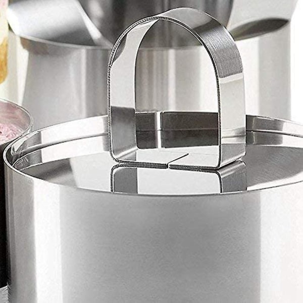 Mousse Ringar i Rostfritt Stål, Kakcirkelform med Tryckare, 8 cm Diameter, Set om 12 (rund)
