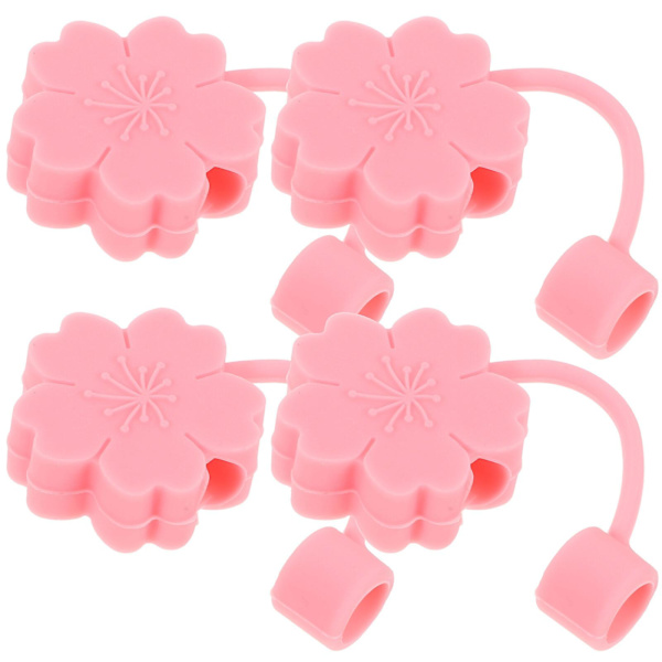 4 st rostfria sugrör, sugrörsöverdrag, sugrörstopp, återanvändbara metallsugrör, sugrörsskydd, rosa 2,8 x 2,8 x 1,1 cm Pink 2.8X2.8X1.1CM