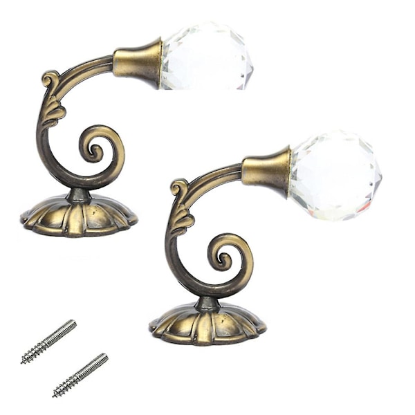 2 stk. Klar Krystal Gardinholdere Væghængte Kvaster Gardin Tieback Krog Drage Tiebacks Krog Tøj Frakke Hat Håndklæde Hanger Holder Blå Antik Blue ancient