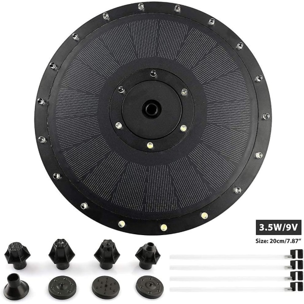 Solcelled Vannfontene - Solcelled Hagepumpefontene Med Led-lys, For Fuglebad, Hage, Dam, Basseng Og Akvarium (9v/3.5w)