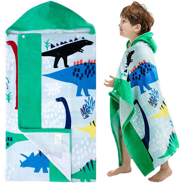 24x47 Dinosaurie Strandhandduk Med Huva För Barn Småbarn Pojkar Flickor 3 Till 12 År, Storlek 24x47, Super Mjuk Absorberande Bomull För Bad/Pool/Strand