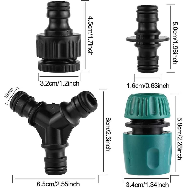 Plast Hurtigkoblinger For Hage Slange, 10 Pakk (6 Slange Hurtigkobling, 1 Dobbel Kobling, 2 Gjengede Kranadapter, 1x Y-Splitter), 6 Slangepakninger