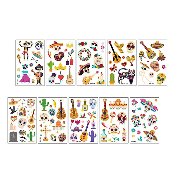 10 Arkkia Tarroja Auton Kasvojen Tattoo Kynsien Tarroja Halloween-Sarjat Kallo Tarroja Anime Tarroja 12*7.6* 12*7.6*0.2cm
