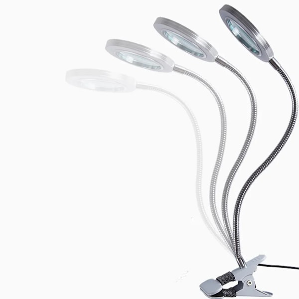 LED-förstoringsglas med klämma, handsfree 3X förstoringsglas datalamp med svanhals för läsning, hantverk, sömnad, svetsning, smyckesmakare