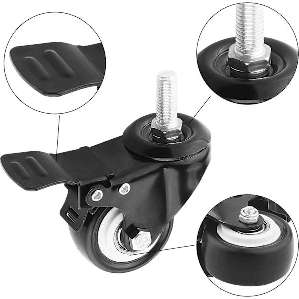 2 tum Svängbara Hjul med Broms, Tunga Gummivändhjul för Handvagn, Arbetsbord, Möbelhjul (m10 X 25 Gängad Stam Bult), 4-pack