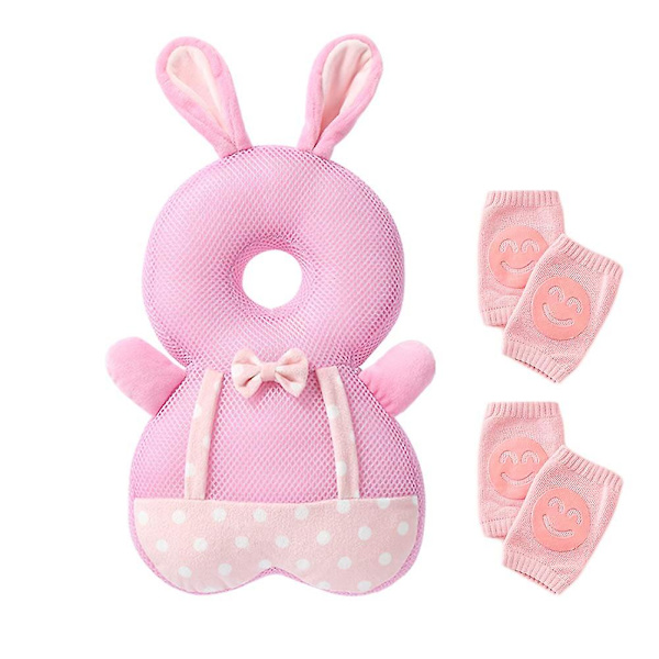 Baby Hovedbeskyttelsespuder til småbørn, justerbar hovedpude med net i kanin-design Rabbit