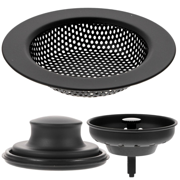 3 stk. Kjøkkenvask Propp Sil Strainer Vask Filter Avfallsbeholder Propp Svart 11X11CM Black 11X11CM