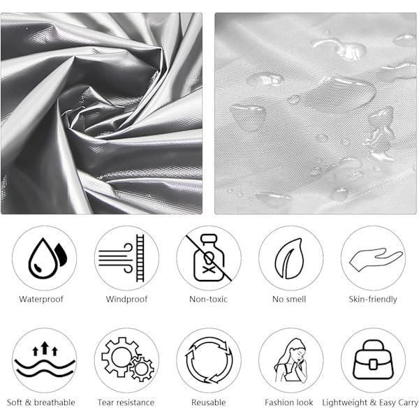 Regnponcho 2-pack Återanvändbar Vattentät Poncho Lättvikts Regnrockar med Huva Regnrock för Kvinnor Män Vandring Camping Resa (Transparent & Grå)