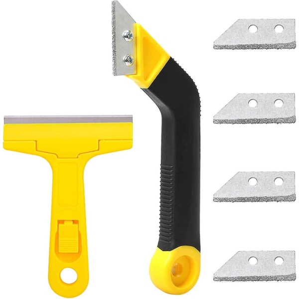 Tile Grout Scraper Kit, Grout Removal Scraper With 4 Spare Blades, Carbide Grout Removal Tools, Tile Grout Scraper For Tile Cleaning