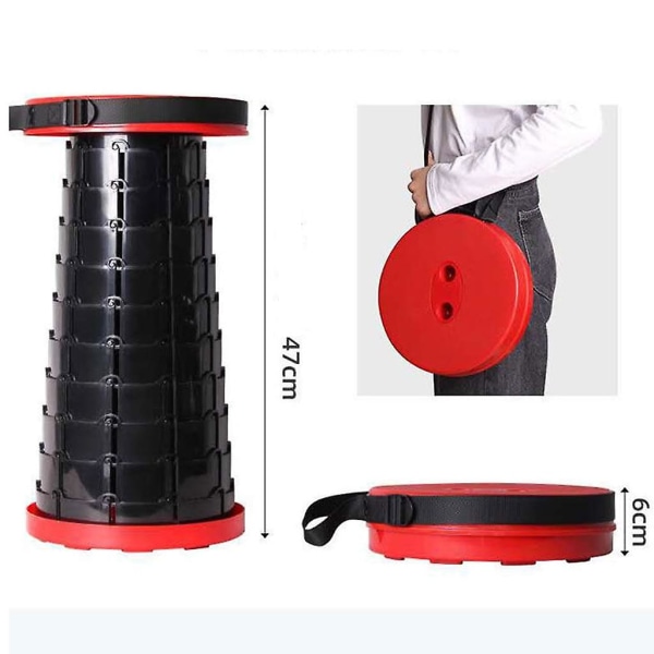 Fällbar pall Fällbar stol Vikbar bärbar lättviktig utdragbar hög för camping fiske resor grill inomhus kök 150kg röd