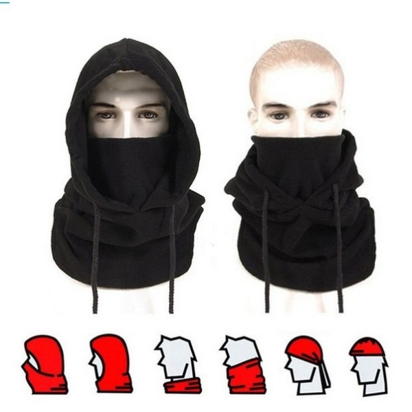 2 stk Vinter Utendørs Ridning Maskert Hodeplagg Tung Balaclava Utendørs Sport Fleece Hetteskjerf Justerbar Ansiktsdeksel