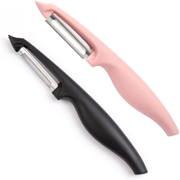 2 stk. Universal skræller med køkken skræller, skarp, dobbeltsidet, pink, sort