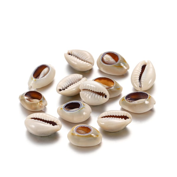Naturlige Cowrie Spiral Shell Perler med 2 hull for DIY Halskjede Armbånd Aeolian Bells Smykker Making Akvarium dekorasjon Ca 50 STK 16-18mm Grå