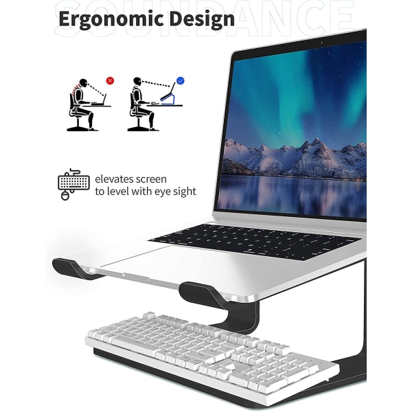 Laptop Stativ Laptop Stativ Kompatibel Med Mac Macbook Pro Air, Ergonomisk Stativ Kompakt Monteringsbeslag Til 10-15,6 Tommer Laptop, Ls1 Sort