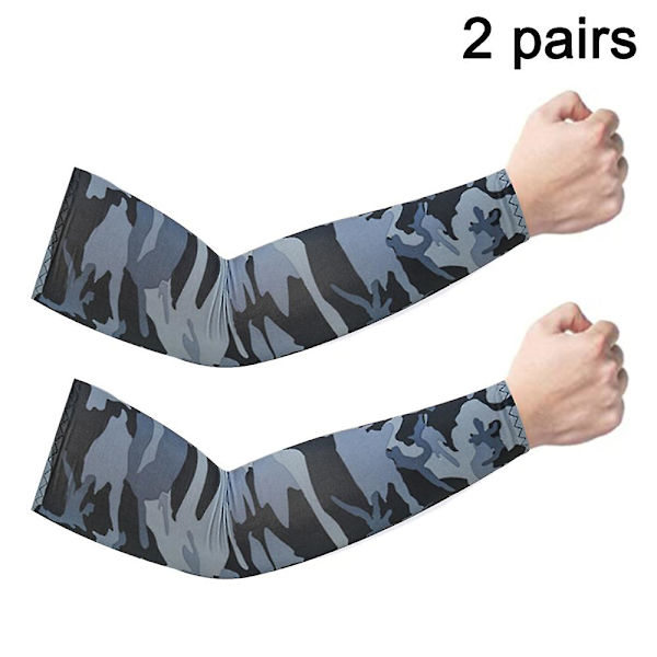 2 Paria Jäähdyttäviä Varsihihoja Miehille & Naisille, UV-Suojaava UPF 50, Tattoo Peite, Vaaleanharmaa Camouflage Light gray camouflage